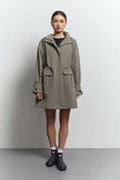 Lightweight parka with drawstring in khaki