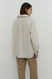 Shirt with patch pocket in cobalt/cream