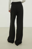Woolen pants with a tie in black