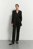 Linen blazer with thin belt