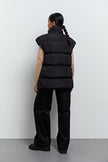 Oversized quilted vest in black