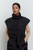 Oversized quilted vest in black