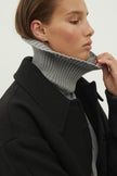 Black short wool coat with patch pockets