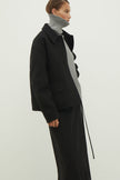 Black short wool coat with patch pockets
