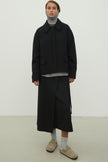 Black short wool coat with patch pockets