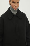 Black short wool coat with patch pockets
