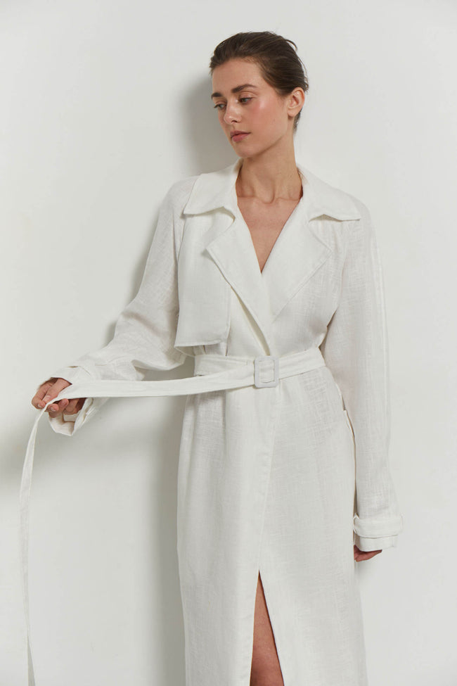 Linen oversized trenchcoat