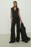 Classic woolen vest in a gray-green stripe