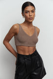 Knitted crop top in milk/cappuccino