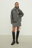 Black short wool coat with patch pockets