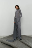 Thin ribbed turtleneck sweater in nude/black/gray