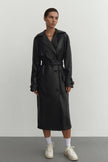 Faux leather oversized trenchcoat in chocolate/black