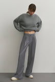 Palazzo pants with a low fit in chocolate/beige/gray
