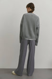 Palazzo pants with a low fit in chocolate/beige/gray