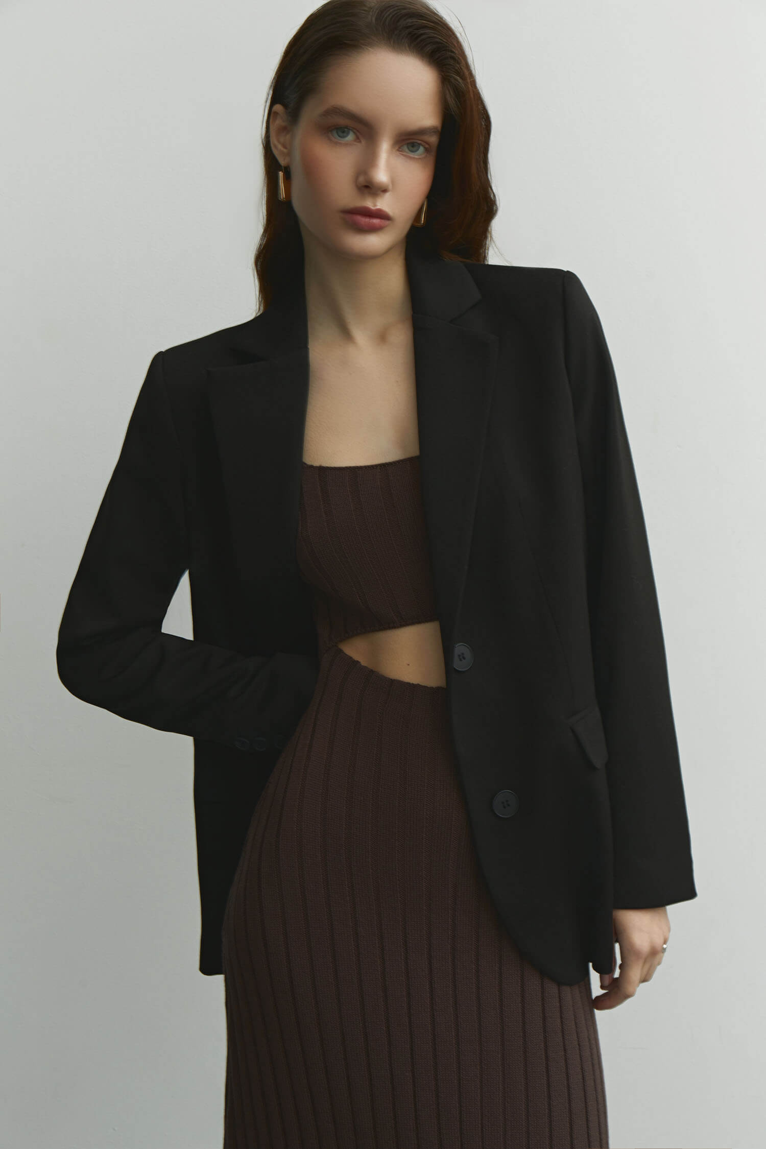 Jersey midi dress with figured cut