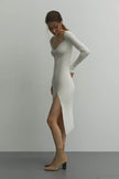 Jersey midi dress with cut