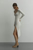 Jersey midi dress with cut