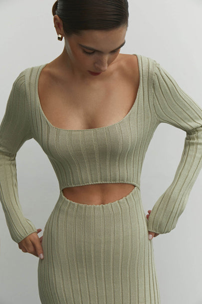 Jersey midi dress with figured cut