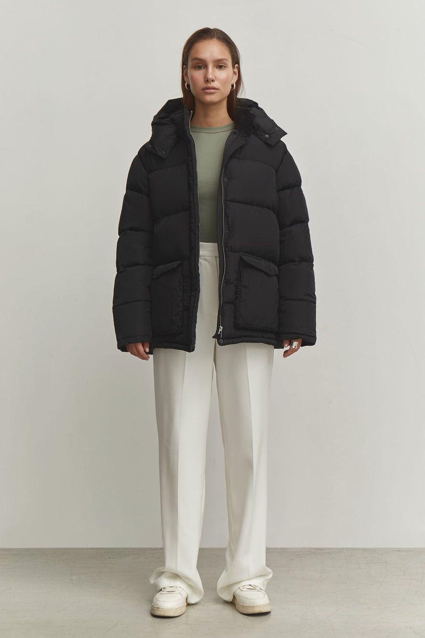 Boyfriend style winter jacket in blue